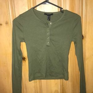 FOREVER 21 | Green Long Sleeve Crop Top